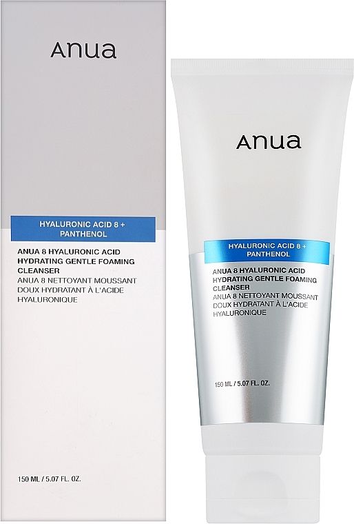 Купити Пінка на основі 8 видів гіалуронової кислоти Anua 8 Hyaluronic Acid Hydrating Gentle Foaming Cleanser на LovelyBunny.com.ua